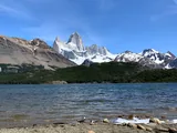 Shore of Laguna Capri with the Fitz Roy massif in the background