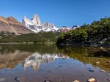 Mount Fitz Roy reflected in the still waters of Laguna Capri